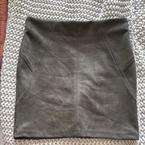 Olive Green Faux Suede Women's Skirt